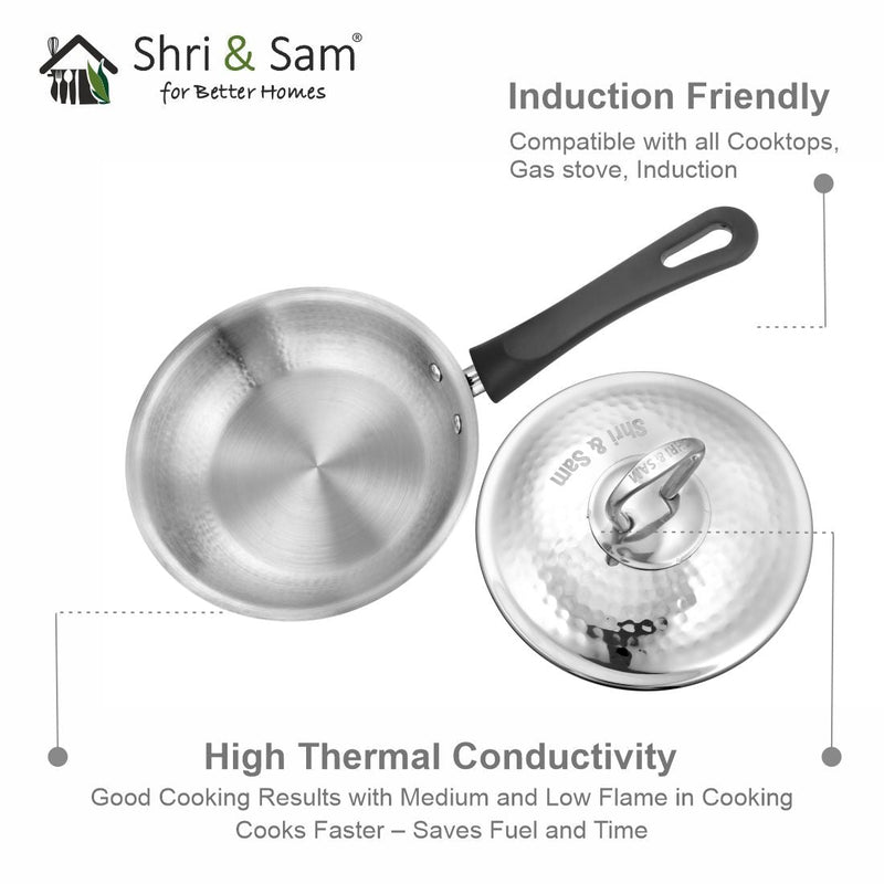 430 Hammered Fry Pan with Lid - 2.5 MM