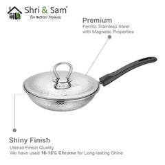 430 Hammered Fry Pan with Lid - 2.5 MM